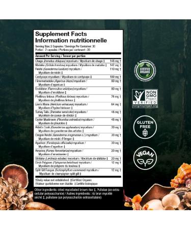 Host Defense MyCommunity Capsules Comprehensive Immune Support with 17 Mushroom Supplements Lion's Mane Chaga Mushroom Reishi Cordyceps Turkey Tail Certified Organic Vegetarian Capsules 60 count (Pack of 1) - Buy Online on GoSupps.com