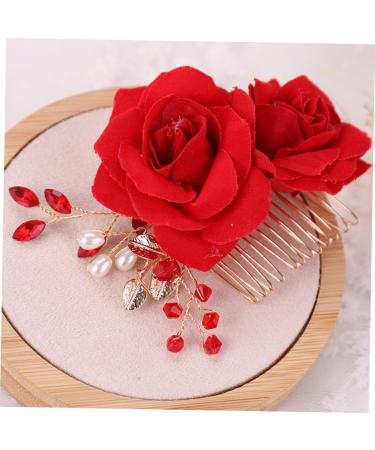 FRCOLOR Wedding Rose Flower Hair Comb Bridal Floral Hair Headpiece rose Bridal Rose hair comb s for women Silk Rose comb flower headband hair barrettes for women bride flower hairpin - Buy Online on GoSupps.com