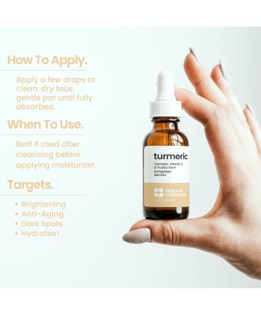 Turmeric Face Serum - Dull Spot Corrector | Anti-Aging Facial Serum Reduces Sunspots & Hyperpigmentation | Vitamin C & Kudzu Root | 1 oz - Buy Online on GoSupps.com