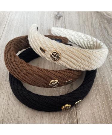 Padded Knitted Fashion Headbands for Women and Girls - Set of 3 | 30mm Wide Hairhoops Hair Accessories (Type B) - Buy Online on GoSupps.com
