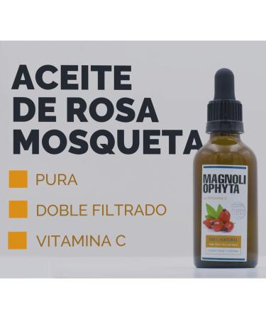 Magnoliophyta | Rose Hip Oil and Vitamin C | 50 ml | Face and Body | All Skin Types | Antioxidant and Regenerating Oil | Nourishes and Protects Skin | 100% Natural from Chile - Buy Online on GoSupps.com