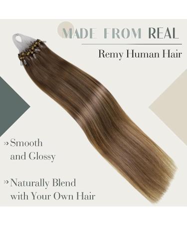 LaaVoo Microring Human Hair Extensions - Ombre Brown Light Brown Balayage & Golden Blonde - 60cm 50g Pre-Bonded Micro Loop #8/16/8 - Shop Internationally! - Buy Online on GoSupps.com