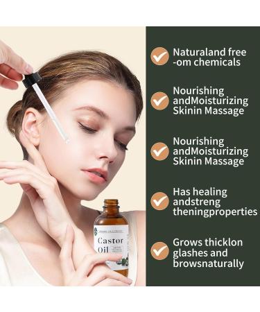 Organic Cold Pressed Castor Oil - Unrefined Hair Growth & Care in Glass Bottle | Hexane Free Certified for Thicker Eyelashes & Eyebrows (4.23 Fl Oz - Buy Online on GoSupps.com