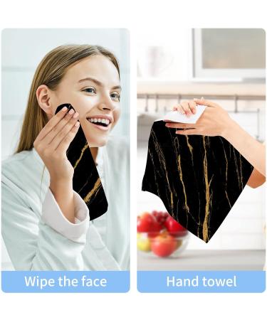 ALAZA Black Marble Gold Print Wash Cloth Set - Pack of 6 Cotton Face Cloths - Buy Online on GoSupps.com