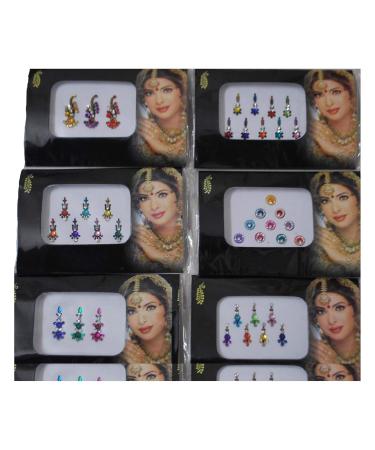 Pack of 6 Multi Color Long Rhinestone Body Glitters | Reusable Bindis for Stunning Looks - International Shipping Available - Buy Online on GoSupps.com