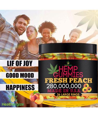 Hemp Gummies for Peace and Relaxation-High Potency Hemp Oil Gummys Peach-Fresh Full Flavor-Natural Hemp Edibles-for Back, Knees, Calm, Sleep, Discomfort-36 Large Rings-Made in USA - Buy Online on GoSupps.com