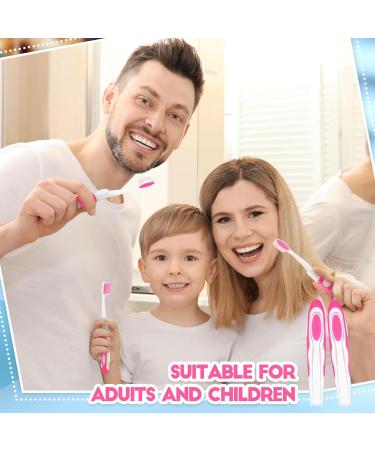 Nuen Portable Soft Toothbrush Set - 2 Foldable Travel Toothbrushes with Toothpaste for Camping - Mini Soft Bristle Toothbrush in Pink - Buy Online on GoSupps.com