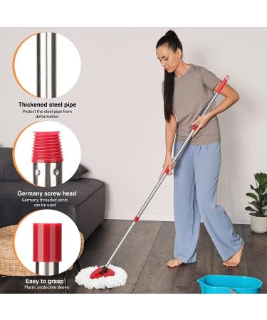 KeFanta Spin Mop Replacement Handle - 4-Section 30-58 inch Stick Compatible with Ocedar - Easy Wring Refills - Germany Screw Red - Buy Online on GoSupps.com