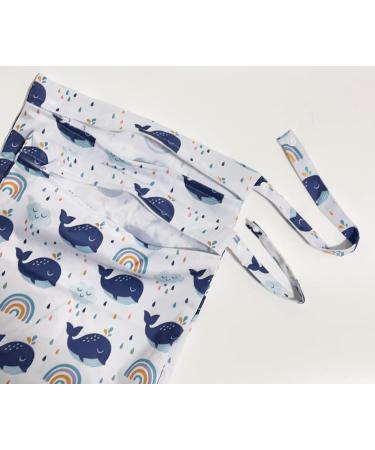 Trasun Wet Bag Diaper Pockets - Waterproof & Washable Organizer for Toddler Diapers | Medium Blue Whale Design | Perfect for Travel Gym Beach & Pool - Buy Online on GoSupps.com