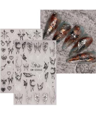 JMEOWIO 9 Sheets Butterfly Nail Art Stickers Decals Self-Adhesive Moon Nail Supplies Nail Art Design Decoration Accessories - Buy Online on GoSupps.com