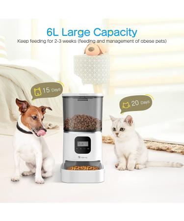 isYoung Automatic Cat Feeder  Smart Pet Food Dispenser for Cats Dogs - Voice Recorder  Portion Control 1-4 Meals Per Day  Dual Power Supply & Clog-Free Design with Stainless Steel Bowl 6L - Buy Online on GoSupps.com
