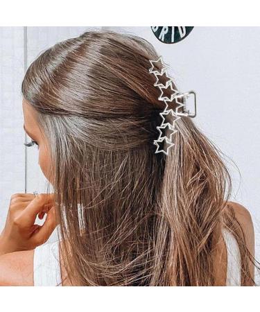 Brinie Stars Gold Metal Hair Claw Clips - Pack of 2 | Large Non-slip Jumbo Hair Clips for Women and Girls - Hollow Hair Catch Barrettes - Buy Online on GoSupps.com