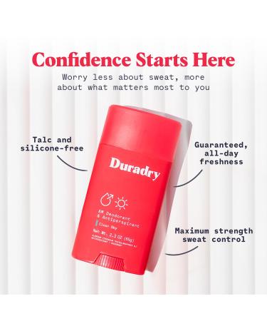 Duradry Antiperspirant Deodorant for Women and Men - Anti Sweat Maximum Strength Deodorant Excessive Sweat Protection for Armpits Naturally Neutralize Odor - Variety Set (Pack of 3) 3 Ct - Barca Clear Sky Limitless - Buy Online on GoSupps.com