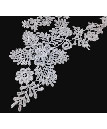 Honbay 1 Pair White Lace Flower Leaves Embroidery Applique Patches - Sewing Craft Decoration - Buy Online on GoSupps.com