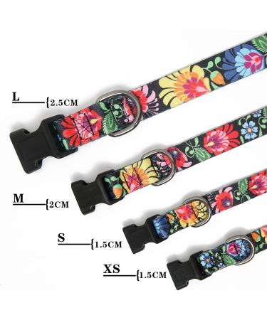 Heele Adjustable Dog Collar for Small & Medium Dogs - Patterned Comfort Collar for Puppies - Wild Flowers Design (XS 21.6-28cm) - Buy Online on GoSupps.com