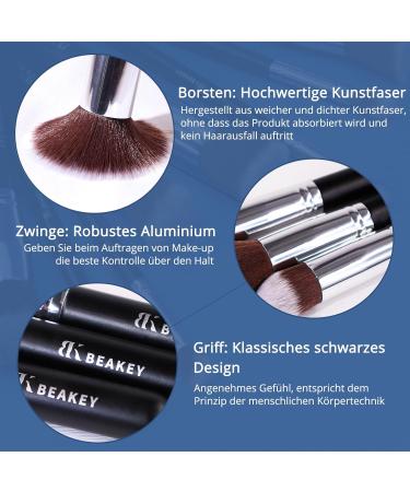 Beakey Makeup Brush Set for Women & Girls | 10+2PCs Foundation Blending Powder Blush Eye Shadow with Sponge & Cleaning Egg - Black/Silver - Buy Online on GoSupps.com
