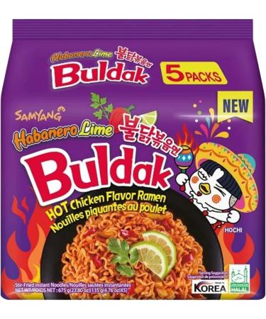 Samyang Noodles Habanero Lime 135g - Hot Chicken Flavor Spicy Ramen Buldak Multipack Snacks Instant Korean Food (2 x Pack of 5) - Buy Online on GoSupps.com