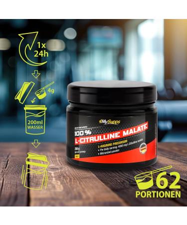 My Supps L-Citrulline Malate Powder 250g | Vegan & Highly Dosed | 4000mg + Vitamin B6 | Premium Amino Acid Supplement Made in Germany - Buy Online on GoSupps.com