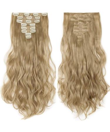 SEGO Clip-in Hair Extensions Set - 8 Piece Wavy Real Hair Extensions in Medium Blonde & Ash Blonde (61cm & 60cm) - Buy Online on GoSupps.com