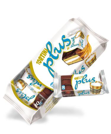 10x10 Tortina Plus cake slices milk covered with chocolate 300g - 10 cakes individually wrapped