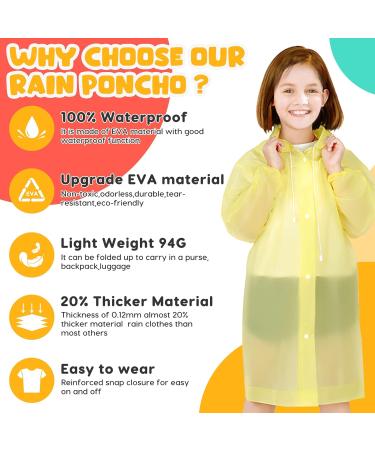 Kids Reusable Rain Ponchos 3Pack - EVA Raincoats for Boys Girls - Waterproof Outdoor Accessories - Buy Online on GoSupps.com