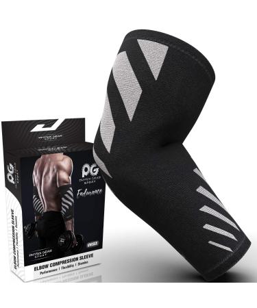 Elbow Support for Men & Women - Tennis Elbow Brace Golfers Elbow Support Premium Breathable Elbow Compression Sleeve for Joint Pain Golf Elbow Tendonitis & Tennis Elbow Relief (Single GREY XL) XL | 12.5"-13.5" Circumference Grey/Black - Single
