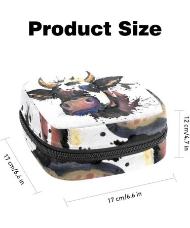 Eco-Friendly Menstruation Pad Bag with Zipper - Stylish Tampon & Napkin Organizer for Women & Girls | Cow Watercolor Design - Buy Online on GoSupps.com