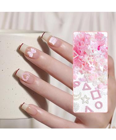 350PCS 3D Nail Charms Mixed Styles Flowers Bow Heart Moon Pearl Charms for Nail Art - B Colorful - Buy Online on GoSupps.com