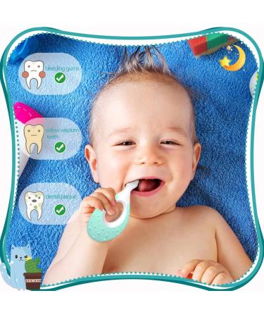 Super Soft Nano Baby Toothbrush 2-Pack - Ideal for 6-18 Months with Tongue Cleaner (Blue) | International Shipping Available - Buy Online on GoSupps.com