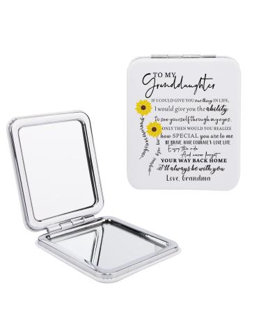 Gtizry to My Granddaughter Sunflower Square Pu Leather Makeup Mirror from Grandma  Inspirational Gifts for Granddaughter from Grandma  Granddaughter Gifts Idea for Christmas  Birthday Mirror-granddaughter