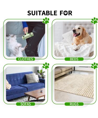 Reusable Pet Hair Remover Brush | Easy-to-Clean Lint Roller for Clothes, Bedding, Furniture | Removes Dog & Cat Fur Efficiently - Green - Buy Online on GoSupps.com