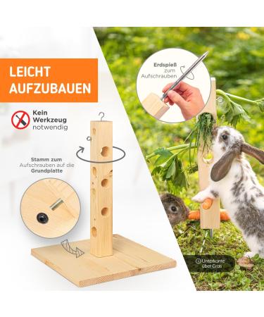 Nagergaleria Feeding Tree for Rabbits & Guinea Pigs | Outdoor Wooden Base & Ground Spike | International Shipping - Buy Online on GoSupps.com