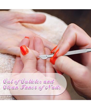 Stainless Steel Nail Cuticle Pusher & Cutter Set - 8 Pieces | Manicure & Pedicure Tool Kit for Fingernail and Toenail Art - Silver - Buy Online on GoSupps.com