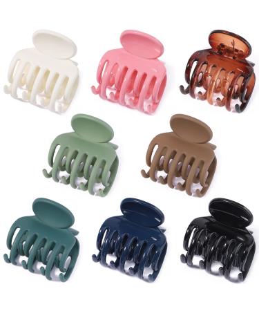 8 PCS Small Claw Hair Clips for Women Girls Tiny Hair Claw Clips for Thin/Medium Thick Hair Cute Hair Jaw Clips Nonslip Clips 8 color Double-row Clip