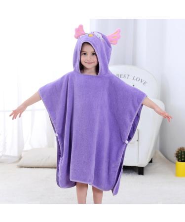 COOKY.D 100% Cotton Hooded Bath Beach Poncho Towel for 0-6 Years | Purple Owl Design | 70 x 70cm - Buy Online on GoSupps.com