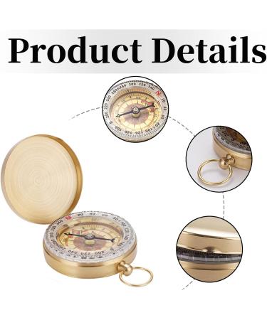 Stylish Brass Folding Compass with Lighting Function | Pure Copper Compass for Kids & Outdoor Adventures - Camping Hiking & More - Buy Online on GoSupps.com