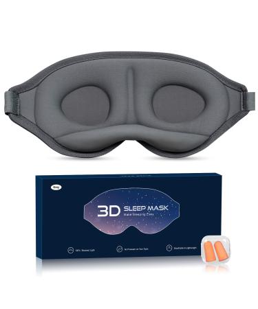 Sleep Eye Mask for Women Men Night Sleep Mask 3D Light Blocking Blindfold Contoured Sleep Mask with Adjustable Strap Comfort Eye Cover for Travel Yoga Nap (Grey)