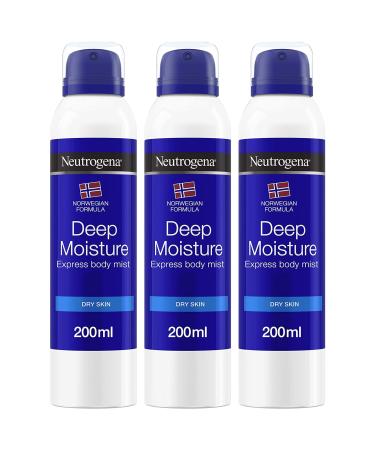 Neutrogena Norwegian Formula Deep Moisture Express Body Mist Moisturizer for Dry Skin 200 ml (Pack of 3)