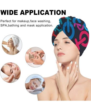 Super Absorbent Gender Symbols Microfiber Hair Towel Wrap for Women - 10x26 Inch Hair Turban with Button | International Shipping Available - Buy Online on GoSupps.com