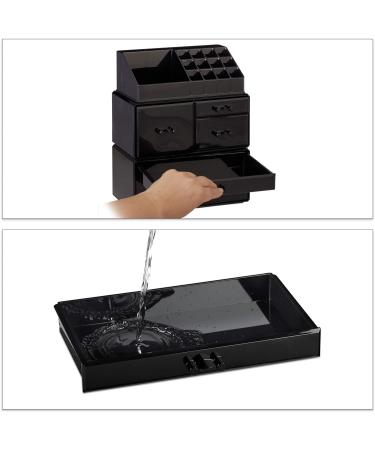 Relaxdays Makeup Organizer - 21 Compartment Acrylic Cosmetic Tower for Lipstick & Nail Polish - Black - Buy Online on GoSupps.com
