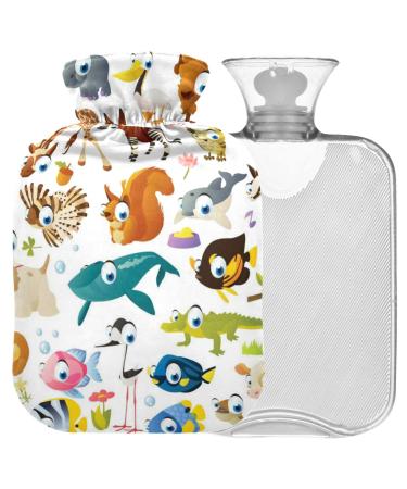 Naanle zoo animals heat bottle with cover transparent hot water bottle 2l large hot hot water bottle for bed hand feet warmer pain relief heat and cold therapy