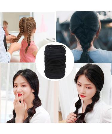 Elastic Hair Bands 2mm (50 Pieces) - No Metal Ponytail Holders for Women, Men, Kids - Black - Buy Online on GoSupps.com