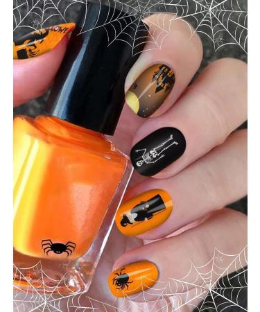 Halloween Gel Nail Wrap Sticker Set - Pumpkin Spider Web Skull Design, Red Polish Strips for Women, Halloween Nail Art Decor - UV/LED Lamp Required - Buy Online on GoSupps.com