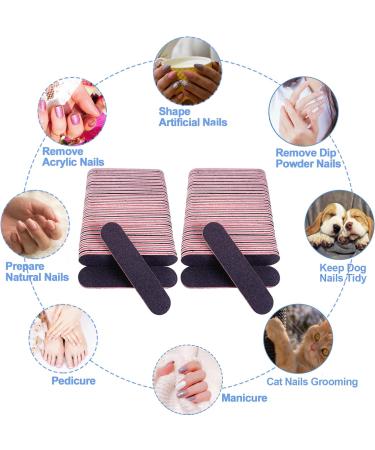 Nail Files 50 Pack - 3.6 Emery Board Fingernail Files for Acrylic & Natural Nails - 100/180 Grit Double Sided Mini Nail Filer Set - Professional Manicure Tool - Black - Buy Online on GoSupps.com