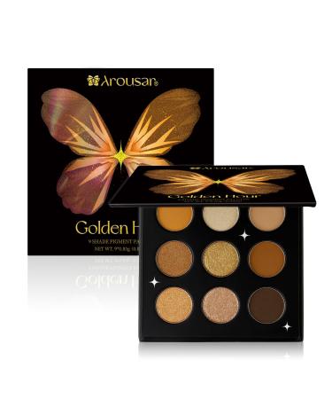 Arousar Eyeshadow Palette Matte Shimmer Glitter Nature Nude Eye Makeup Palette Highly Bold Pigmented Pressed Powder Palette Natural Velvet texture Golden Hour 01.golden Hour