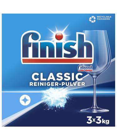 Finish Classic cleaner powder phosphate-free-dishwasher cleaner powder for a shiny reinforcement result-Large pack with 3 x 3 kg dishwashing detergent 3 kg (3-pack) - Buy Online on GoSupps.com