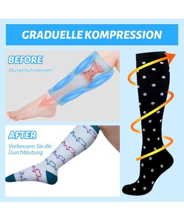 Buy Hipower Compression Stockings - 5 Pairs for Men & Women | Colorful Support Socks for Travel Sports & Nursing | Knee-Length Compression Socks (B-5 Pair L-XL) - Buy Online on GoSupps.com