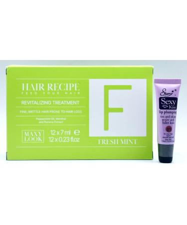 Hair Recipe Feed Your Hair Revitalizing Treatment Phials for Fine Brittle Hair (Fresh Mint) 12x7ml-Free Starry Lip Gloss