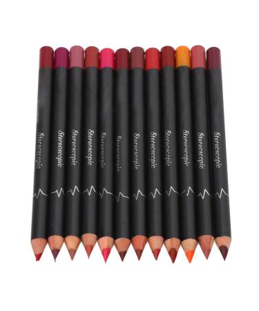 12-Pack Lip Liner Contour Pen Waterproof AntiSmudge Matte Lipstick Makeup Tool Set