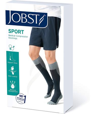 JOBST Sport Knee High Compression Socks 15-20 mmHg - Black/Cool Black - X-Large - Buy Online on GoSupps.com